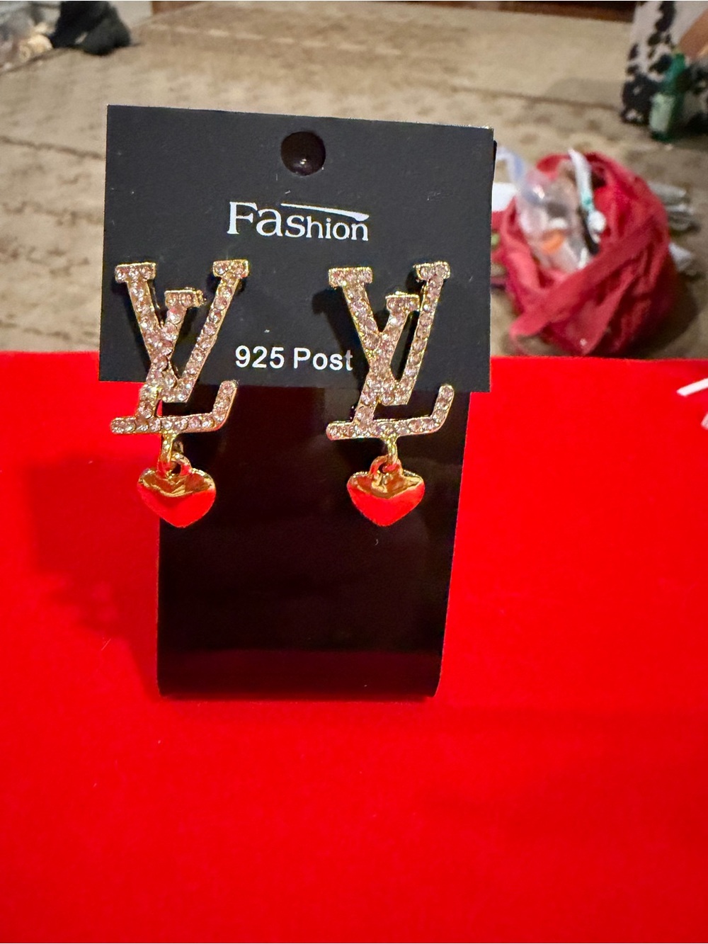 Fashion Jewelry Gold Crystal Post Drop Earrings, fashion jewelry, 925 post